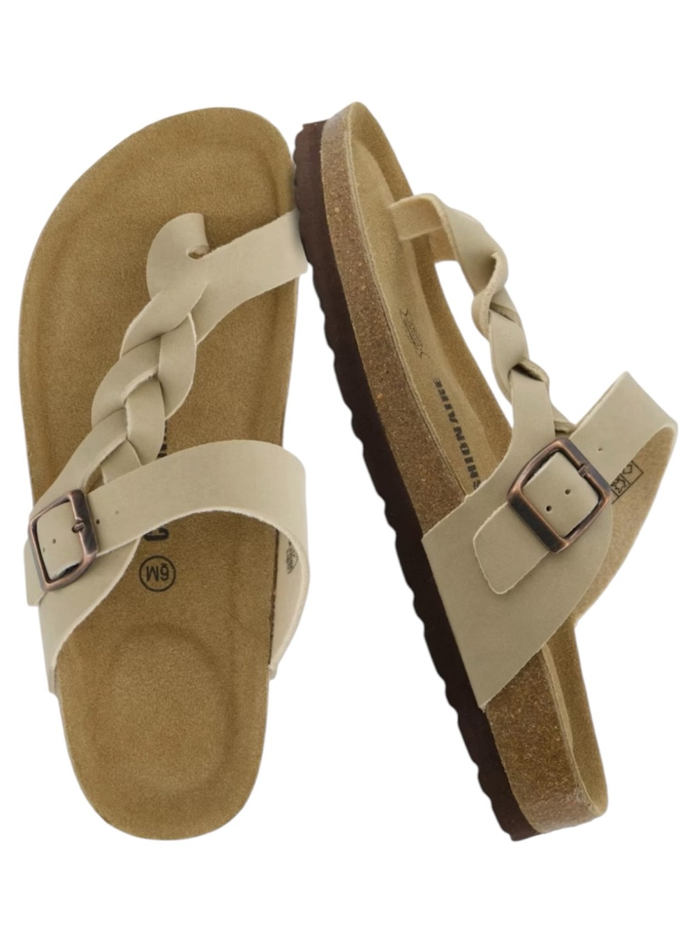 CUSHIONAIRE Women's Libby Cork footbed Sandal with +Comfort - Stone Size 9